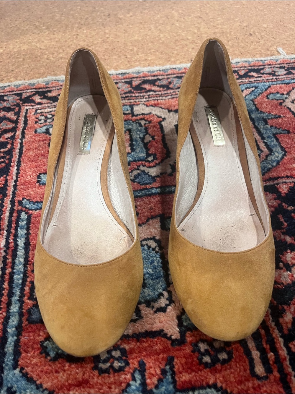 Louise et Cie Suede Almond-Toe Pumps in Mustard